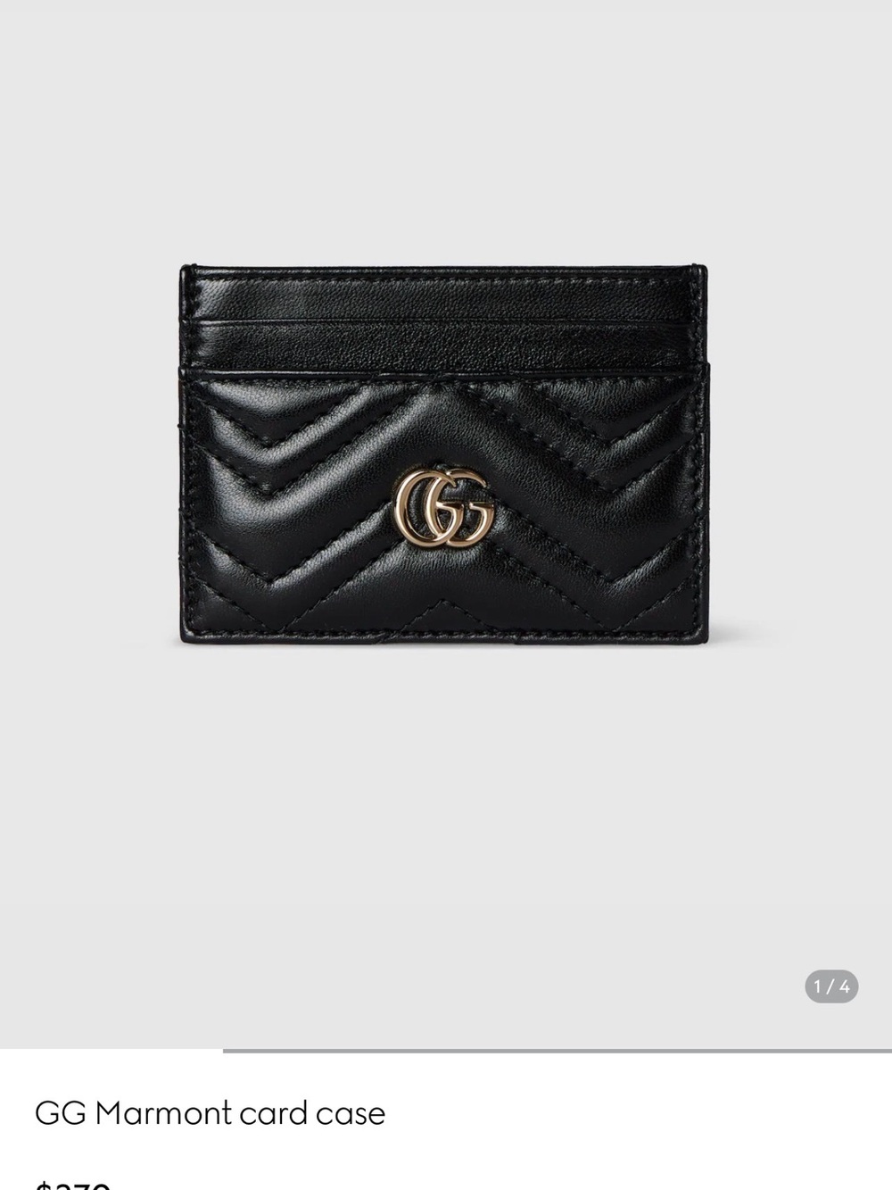 Gucci Marmont Black Quilted Chevron Leather Card Case Authentic